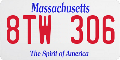 MA license plate 8TW306