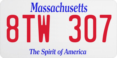 MA license plate 8TW307