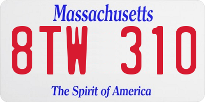 MA license plate 8TW310
