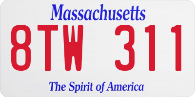 MA license plate 8TW311