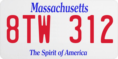 MA license plate 8TW312