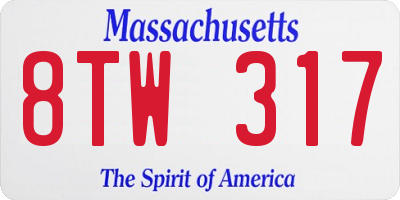 MA license plate 8TW317