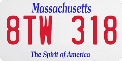 MA license plate 8TW318