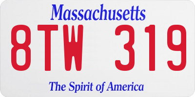 MA license plate 8TW319
