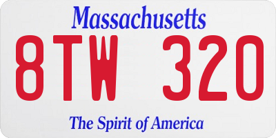 MA license plate 8TW320