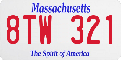 MA license plate 8TW321