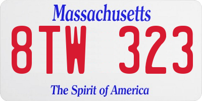 MA license plate 8TW323