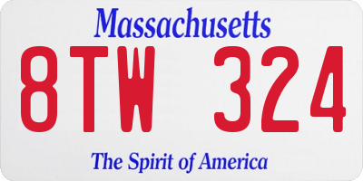 MA license plate 8TW324