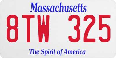 MA license plate 8TW325