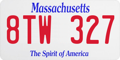 MA license plate 8TW327
