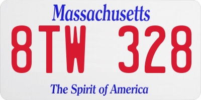 MA license plate 8TW328