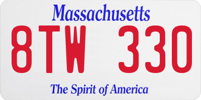MA license plate 8TW330