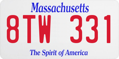 MA license plate 8TW331