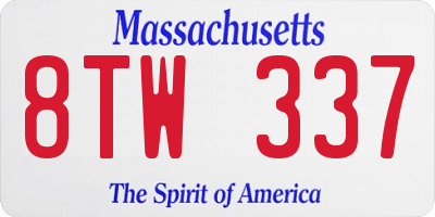 MA license plate 8TW337