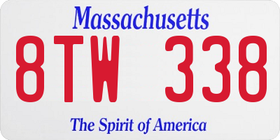 MA license plate 8TW338