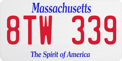 MA license plate 8TW339