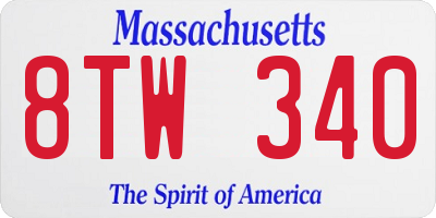 MA license plate 8TW340