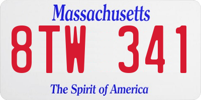 MA license plate 8TW341