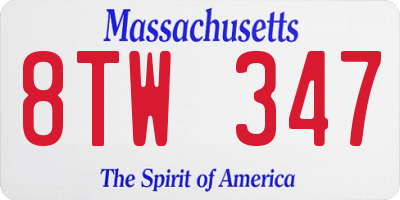 MA license plate 8TW347