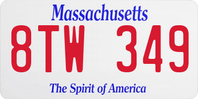 MA license plate 8TW349