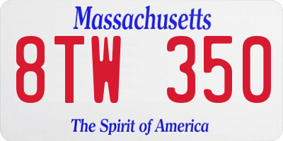 MA license plate 8TW350