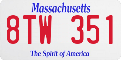 MA license plate 8TW351