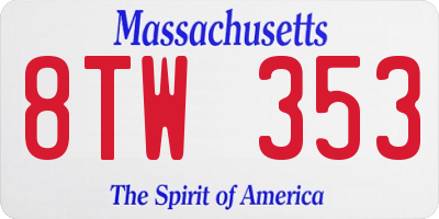 MA license plate 8TW353