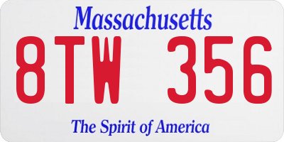 MA license plate 8TW356