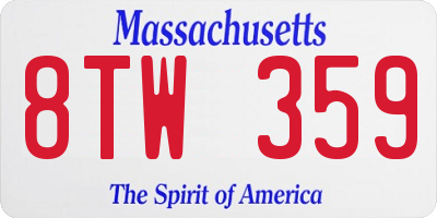 MA license plate 8TW359