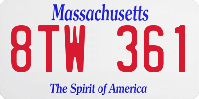 MA license plate 8TW361