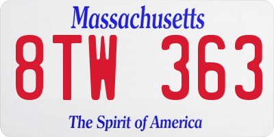 MA license plate 8TW363