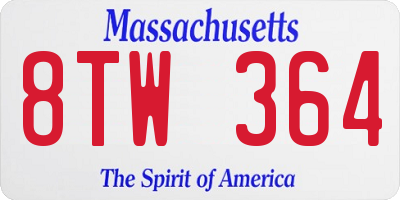 MA license plate 8TW364