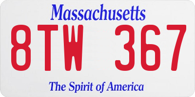 MA license plate 8TW367