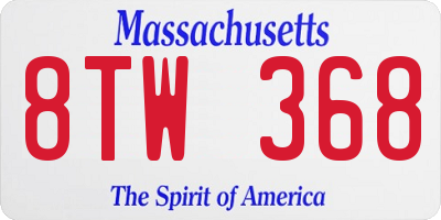 MA license plate 8TW368