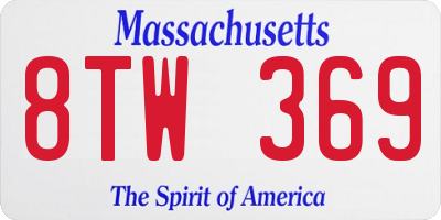 MA license plate 8TW369