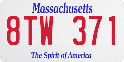 MA license plate 8TW371