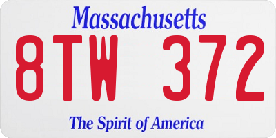 MA license plate 8TW372