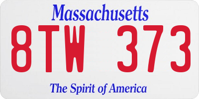 MA license plate 8TW373