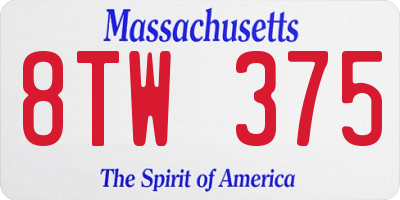 MA license plate 8TW375