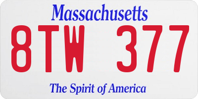 MA license plate 8TW377