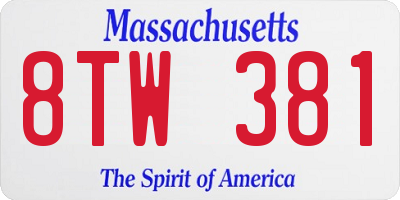 MA license plate 8TW381