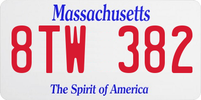 MA license plate 8TW382
