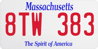 MA license plate 8TW383
