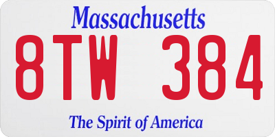 MA license plate 8TW384