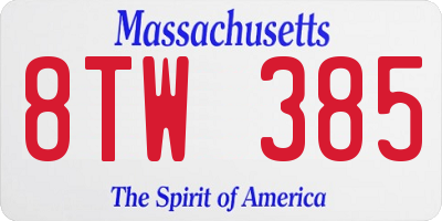 MA license plate 8TW385