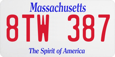 MA license plate 8TW387