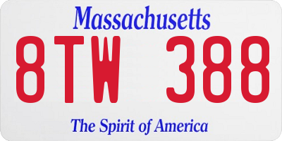 MA license plate 8TW388