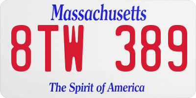 MA license plate 8TW389