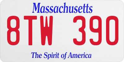 MA license plate 8TW390