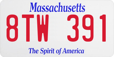MA license plate 8TW391